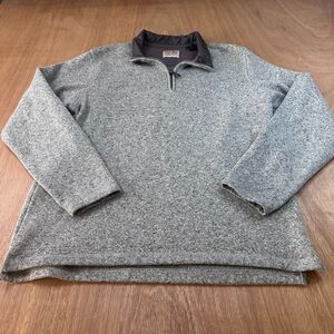 Wrangler Authentics Mens Large 1/4 Zip Fleece Gray Relaxed Fit